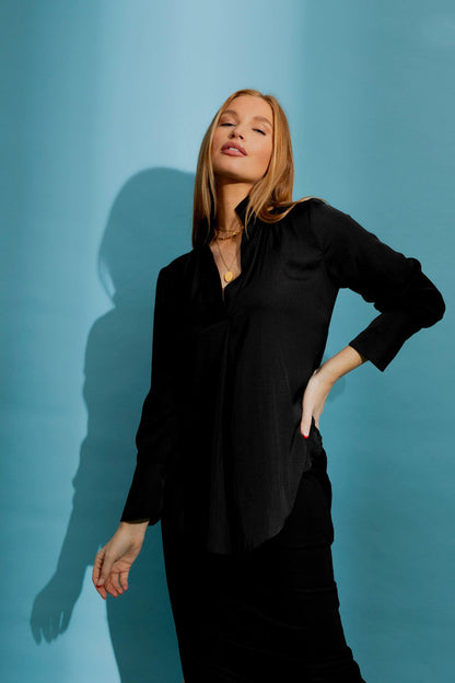Black Silky Blogger Shirt