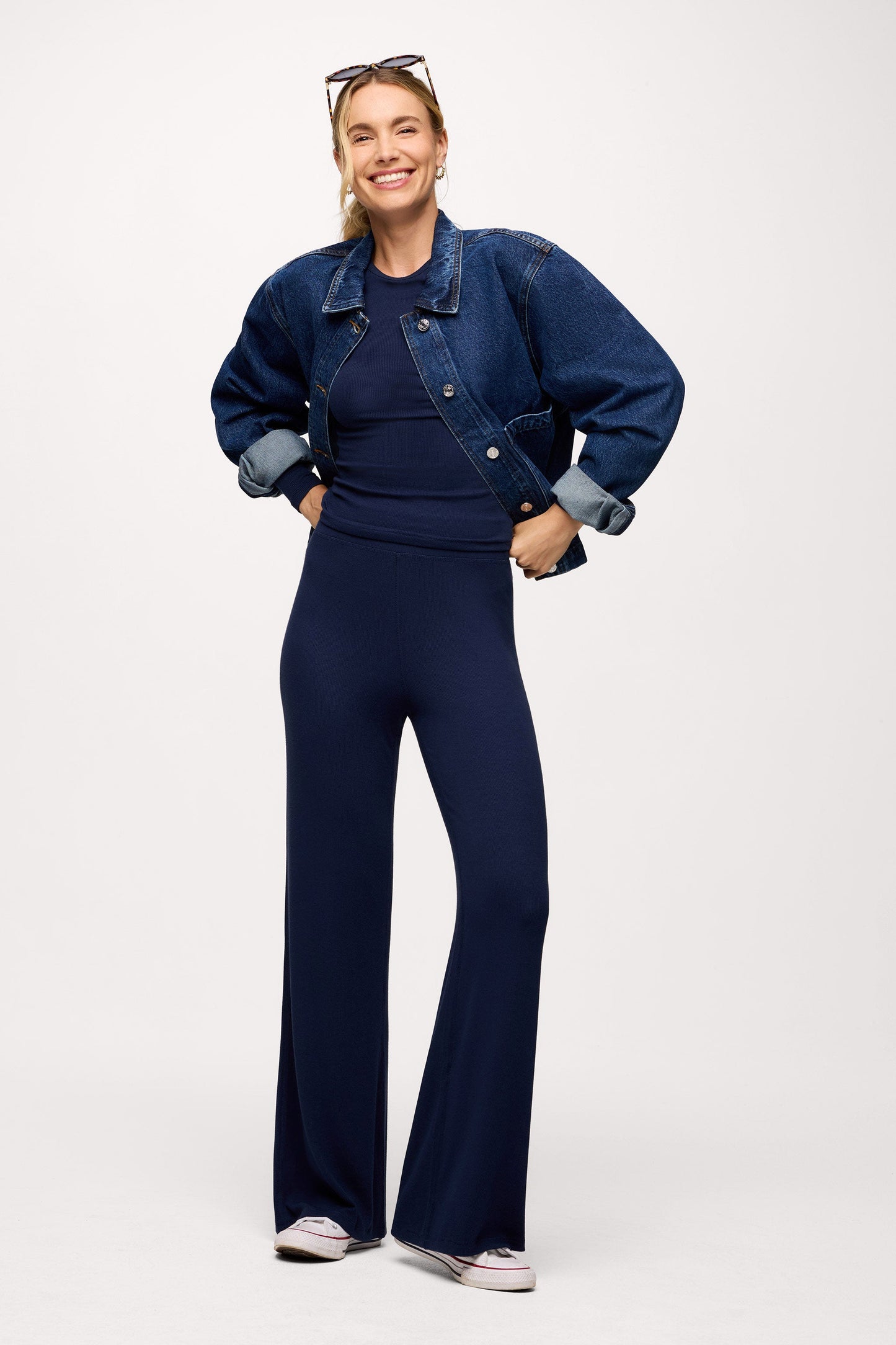 Slinky Rib Long Sleeve Shirt | Navy