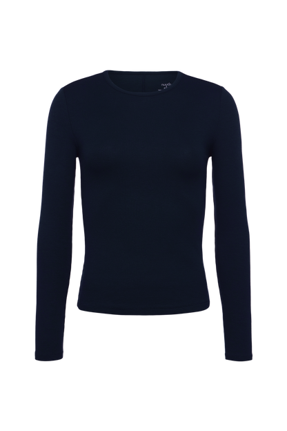 Slinky Rib Long Sleeve Shirt | Navy