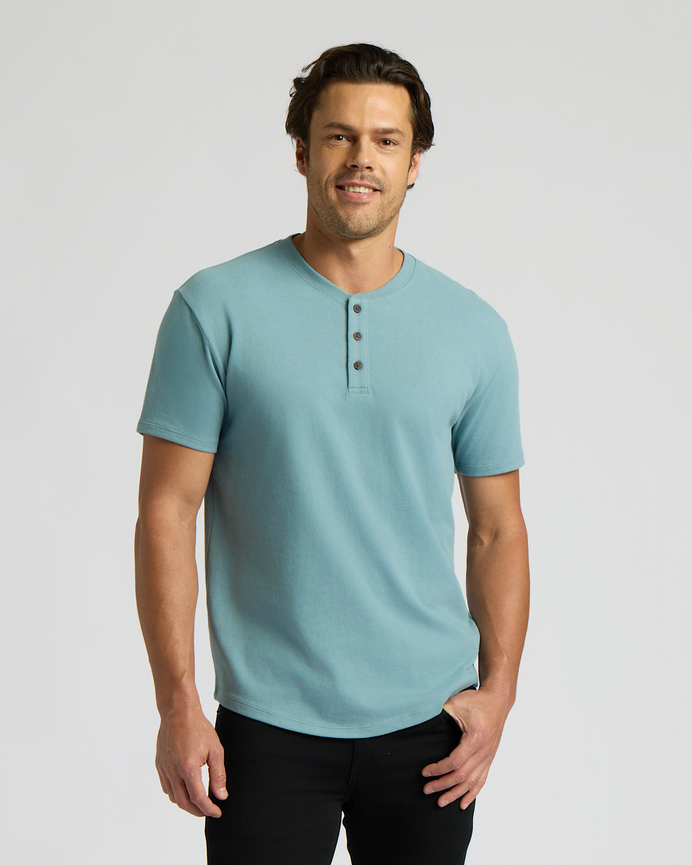 Heavyweight Curved Hem Henley 3-Pack