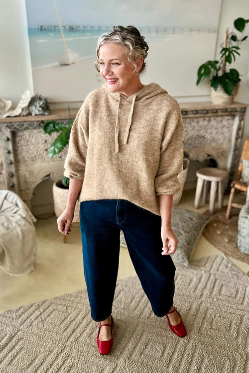 Camel Recycled Yarn Fluffy Hoodie Camel S