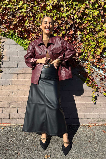 Burgundy Faux Leather Vintage Jacket
