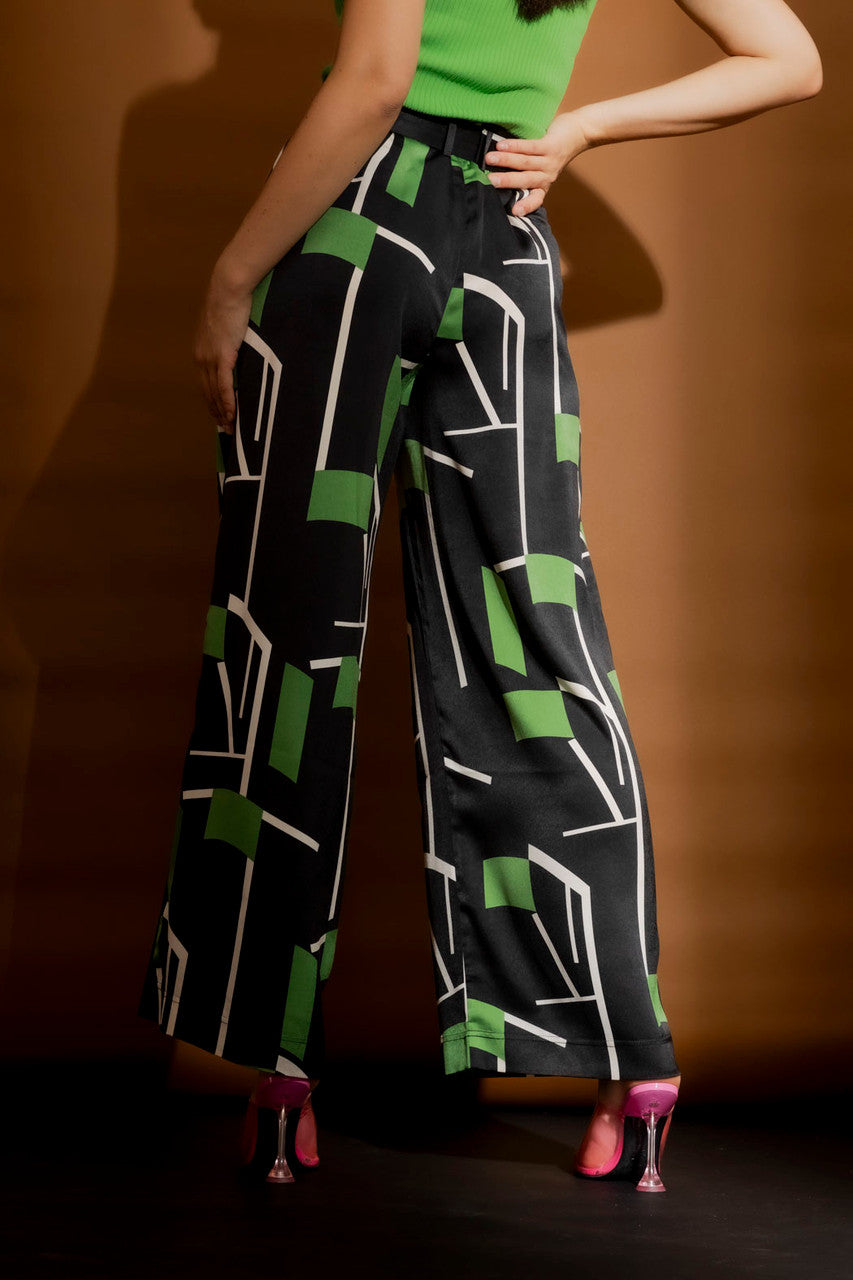 Black/Green Cleo Belt Pant