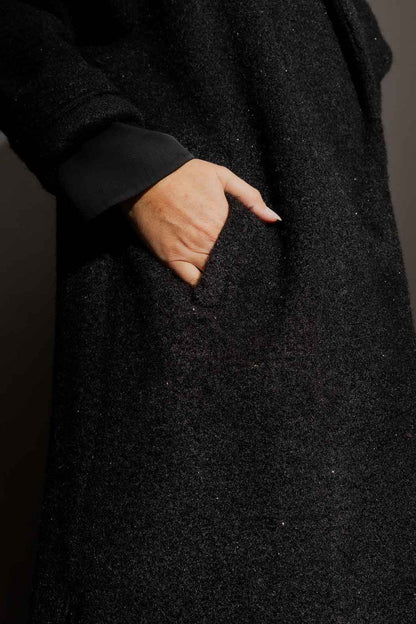 Black Lurex Zip Coat