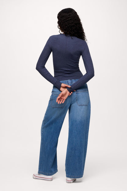 Slinky Rib Long Sleeve Shirt | Heather Navy
