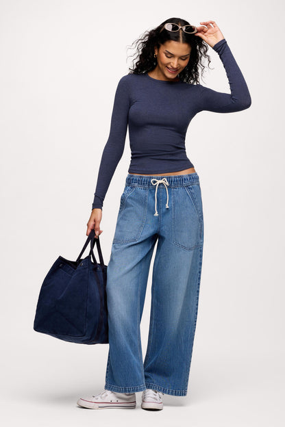 Slinky Rib Long Sleeve Shirt | Heather Navy