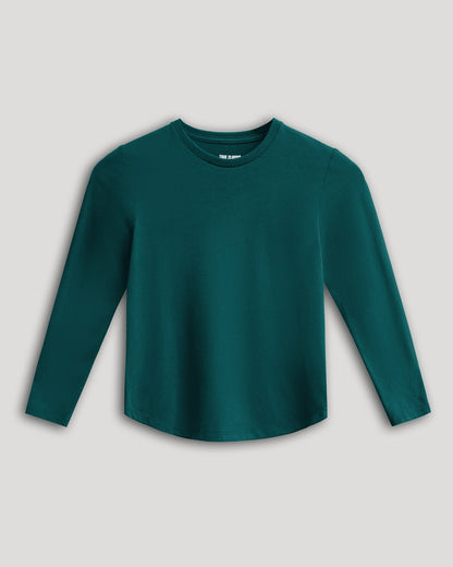 Boys' Deep Emerald Classic Long Sleeve Crew Neck