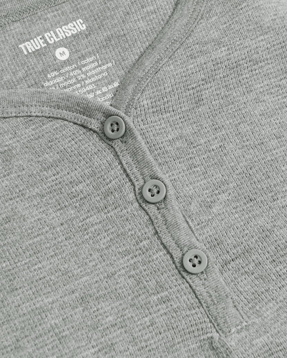 Girls Heather Gray Long Sleeve Boxy Waffle Henley