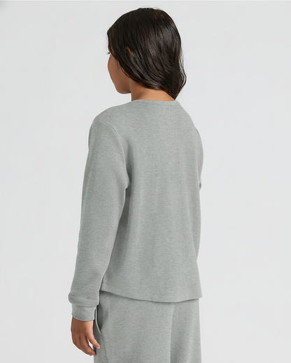 Girls Heather Gray Waffle Long Sleeve Henley & Waffle Leg Pants 2-Pack