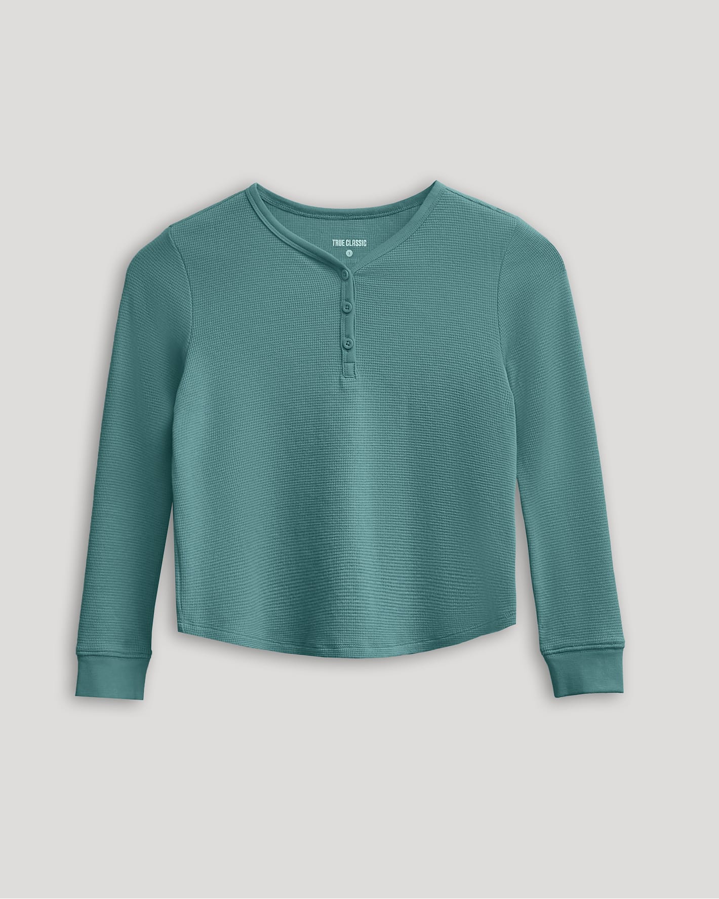 Girls Stormcloud Long Sleeve Boxy Waffle Henley