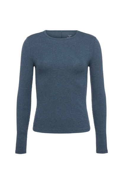 Slinky Rib Long Sleeve Shirt | Heather Navy