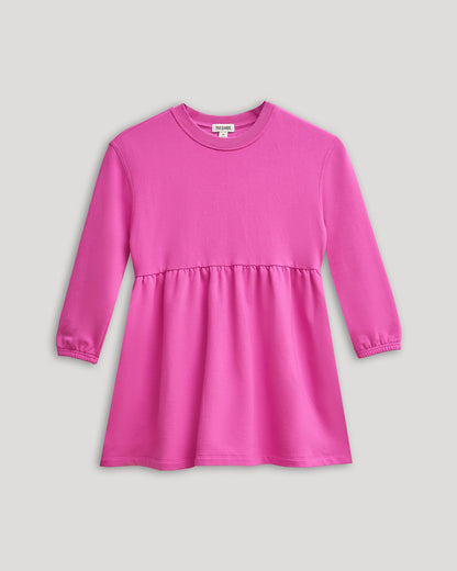 Girls Electric Fuchsia Long Sleeve Fleece Dress