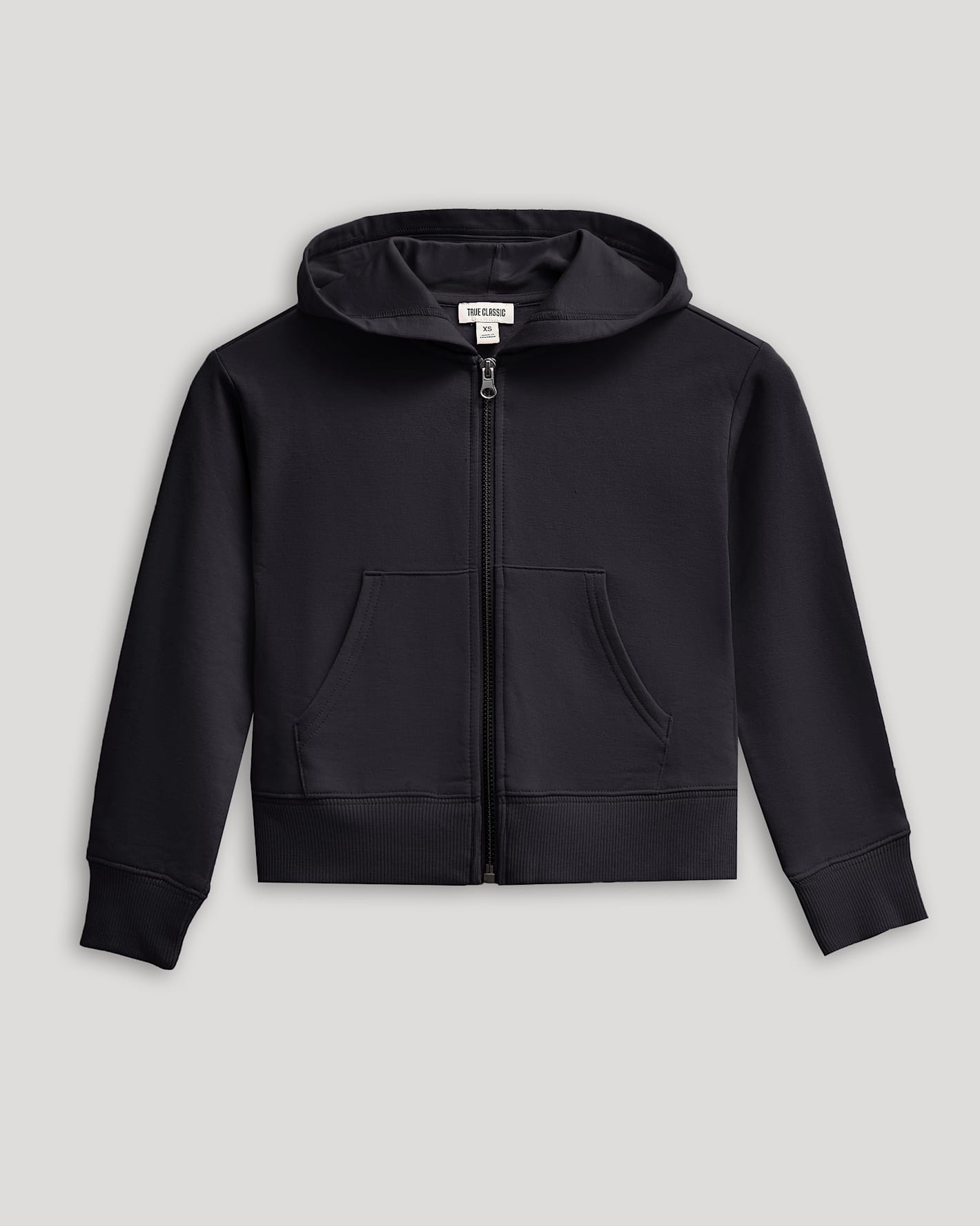Girls Black Cropped Zip Hoodie