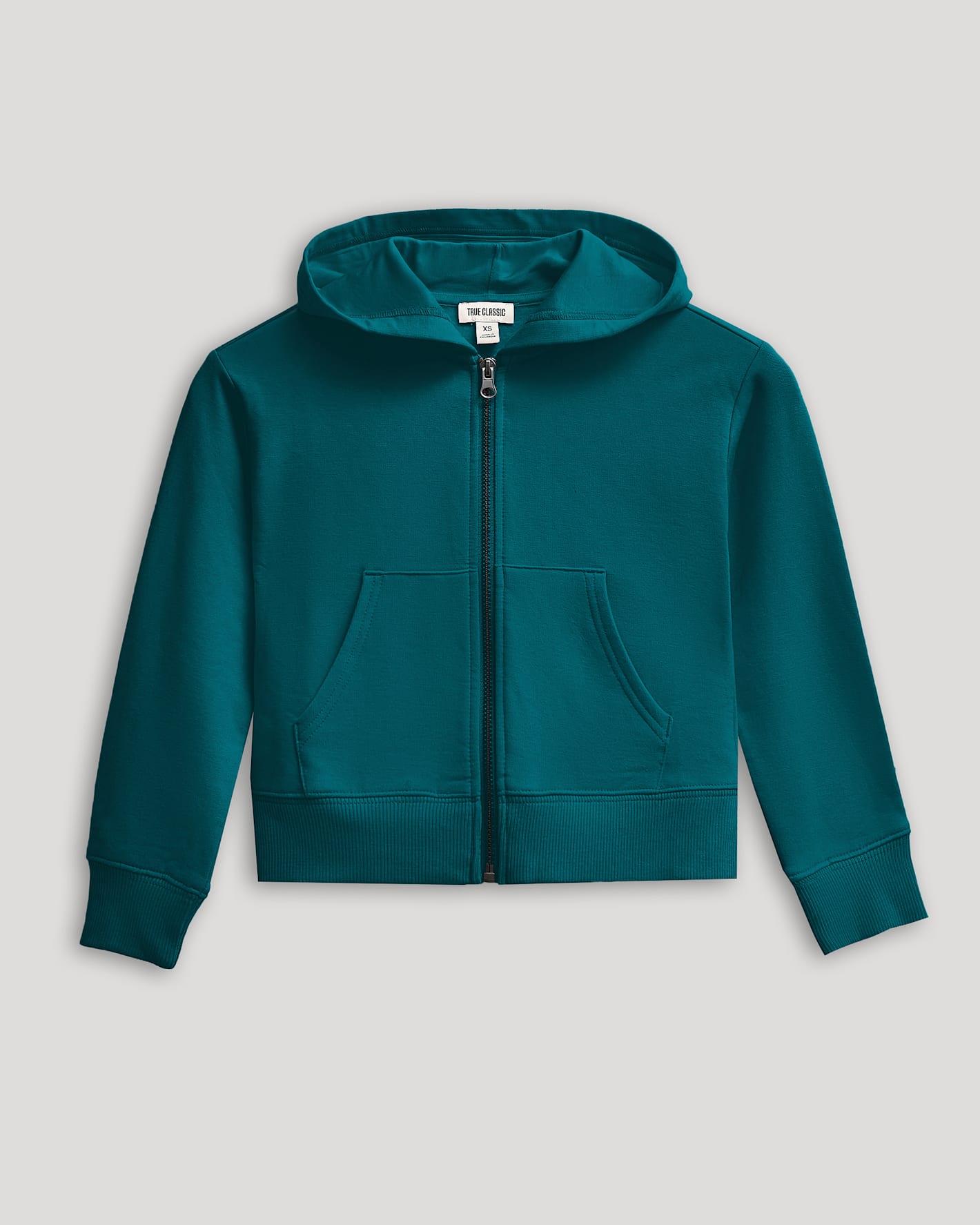 Girls Deep Emerald Cropped Zip Hoodie