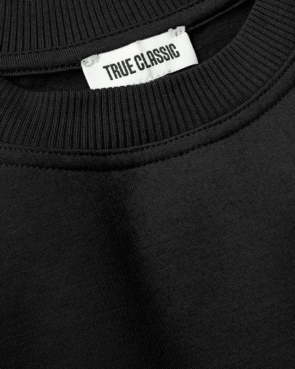 Girls Black Slouch Pullover Crew
