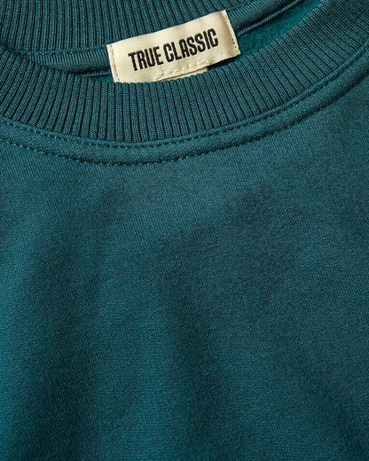 Girls Deep Emerald Slouch Pullover Crew