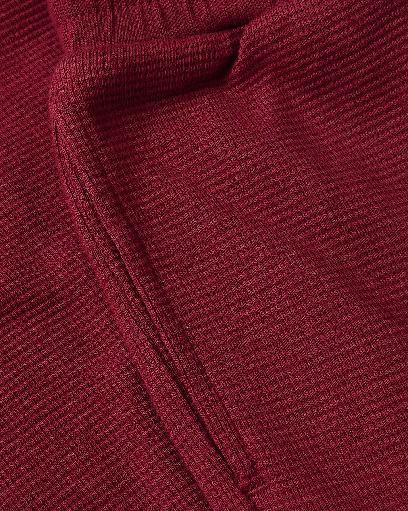 Girls Dark Maroon Waffle Wide Leg Pants