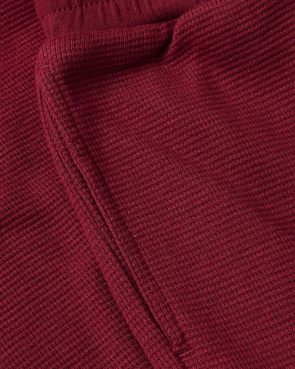 Girls Dark Maroon Waffle Wide Leg Pants