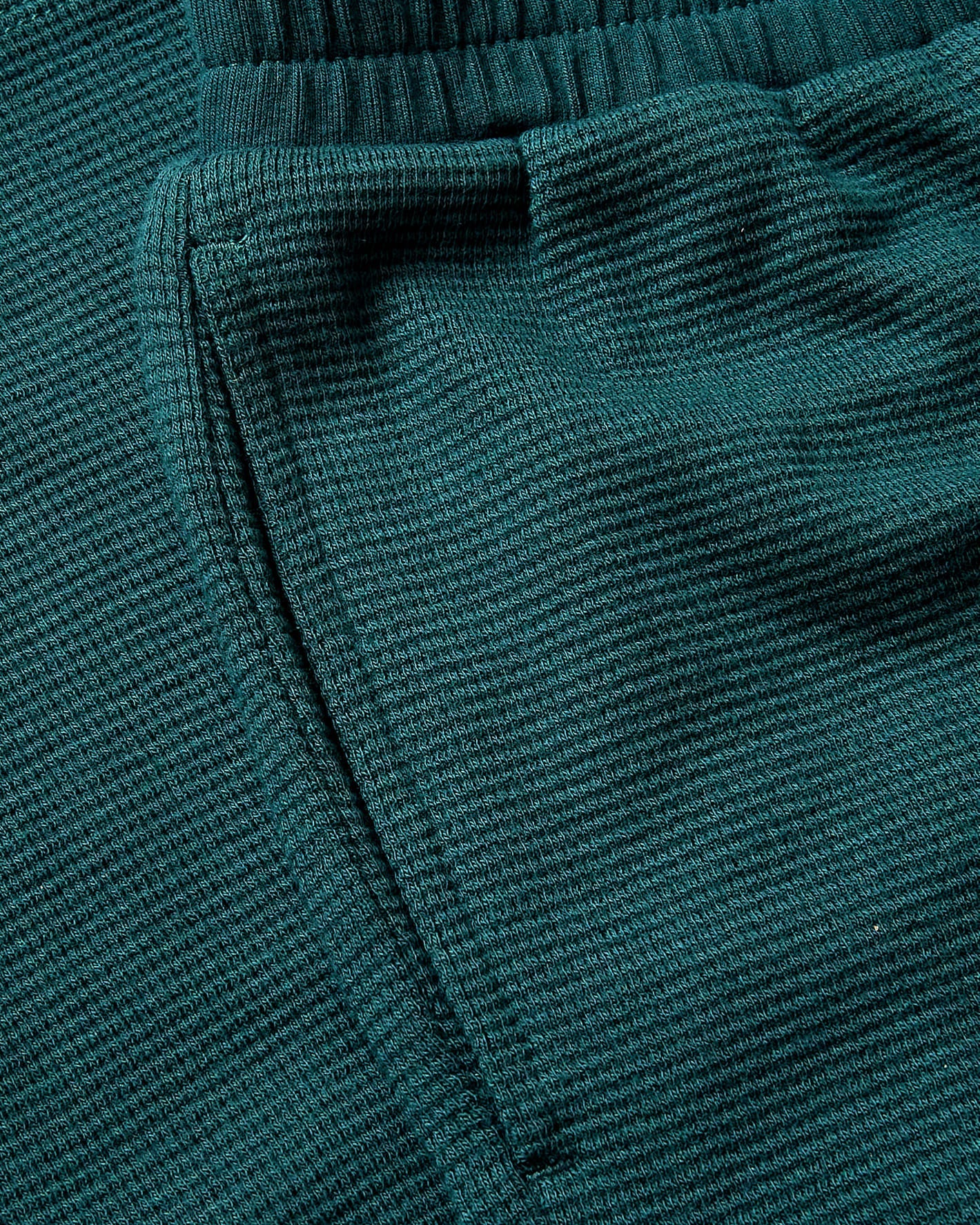 Girls Deep Emerald Waffle Wide Leg Pants