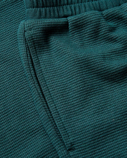 Girls Deep Emerald Waffle Wide Leg Pants