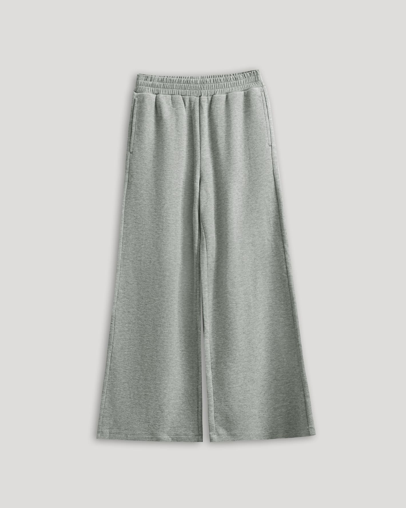 Girls Heather Gray Waffle Wide Leg Pants