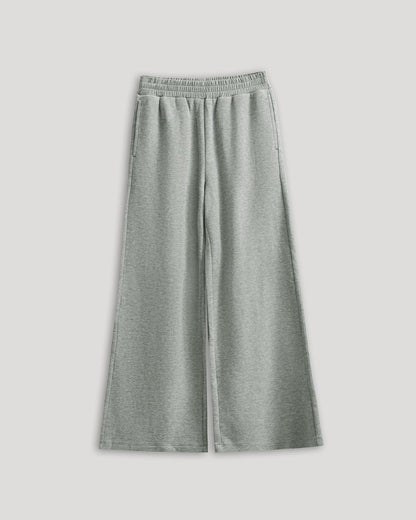 Girls Heather Gray Waffle Wide Leg Pants
