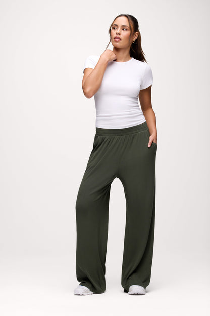 Slinky Rib Lounge Pant | Darkest Olive