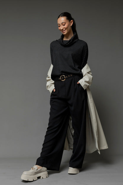 Black Spot Jacquard Turtleneck Jumper