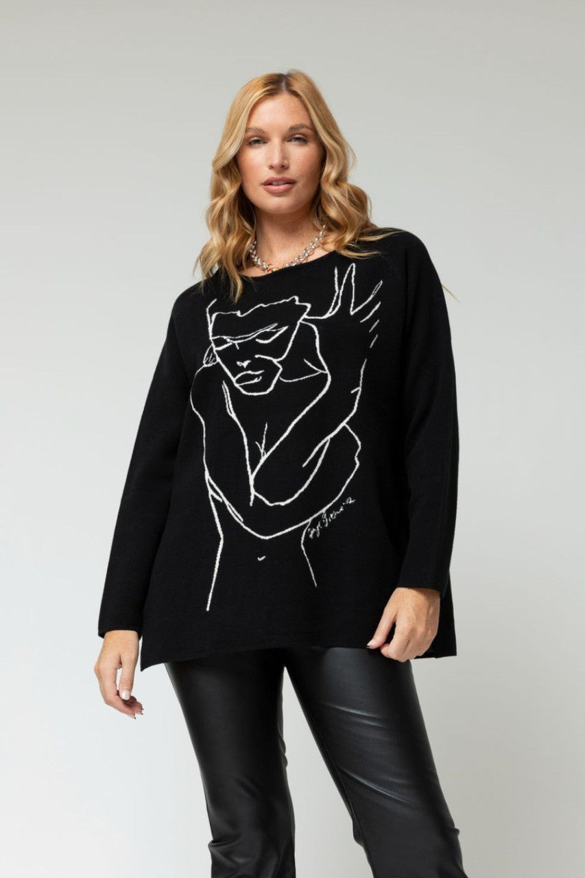Black Jacquard Bodycon Jumper