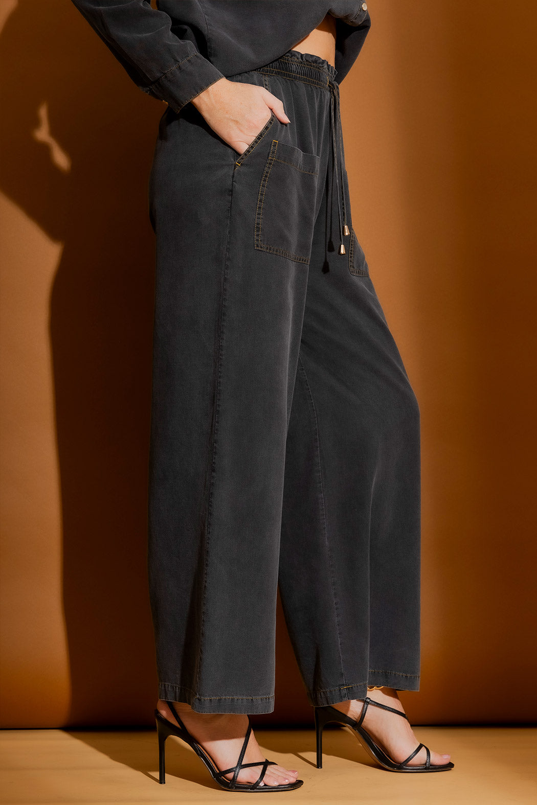 Black Washed Tencel Cargo Pant