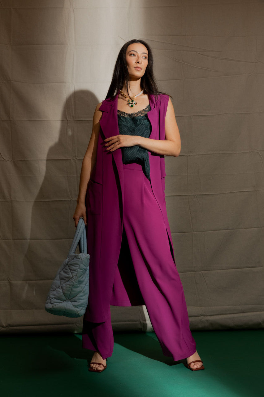 Berry Euro Longline Belted Vest