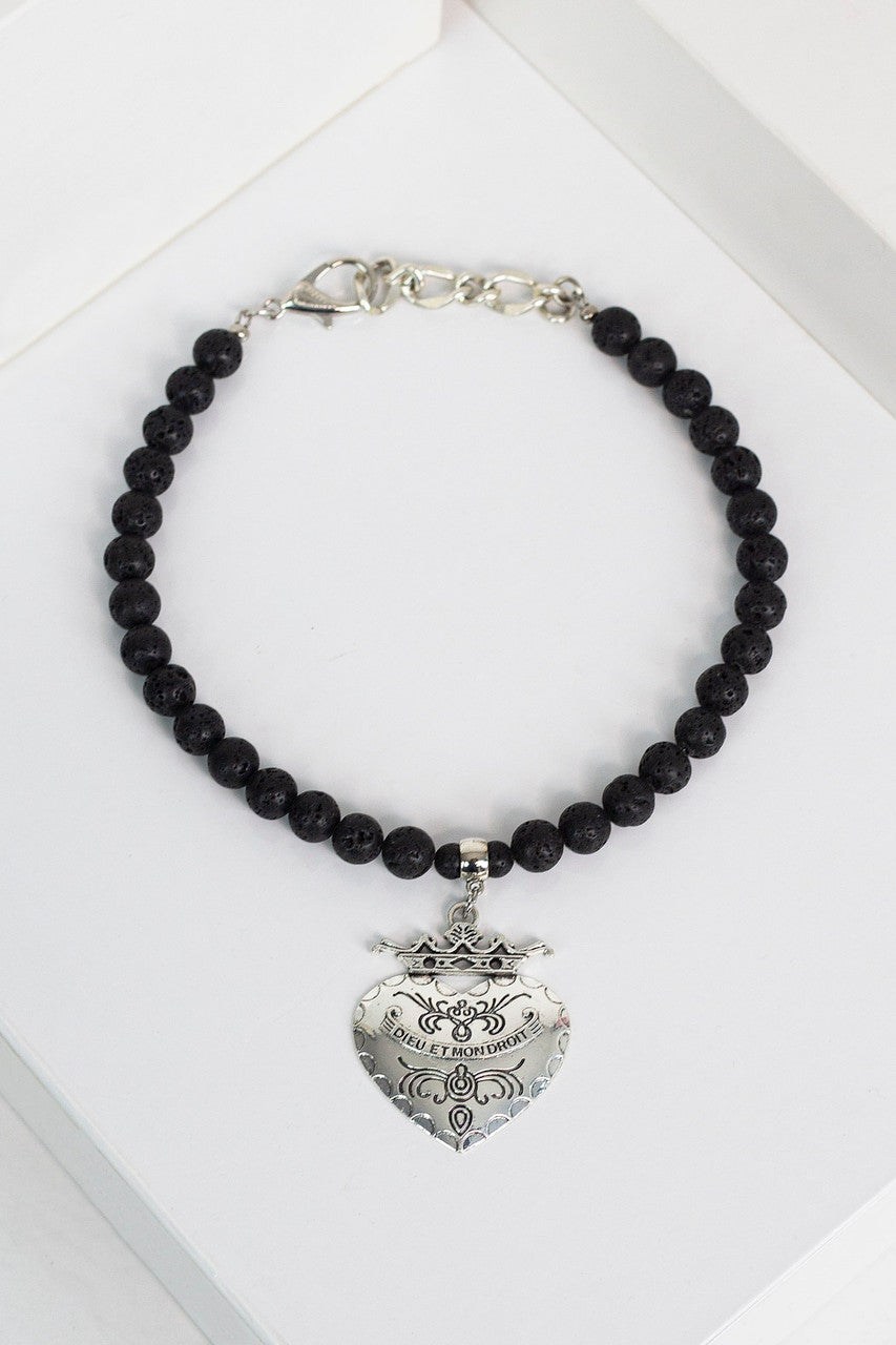 Black Lava Heart Necklace