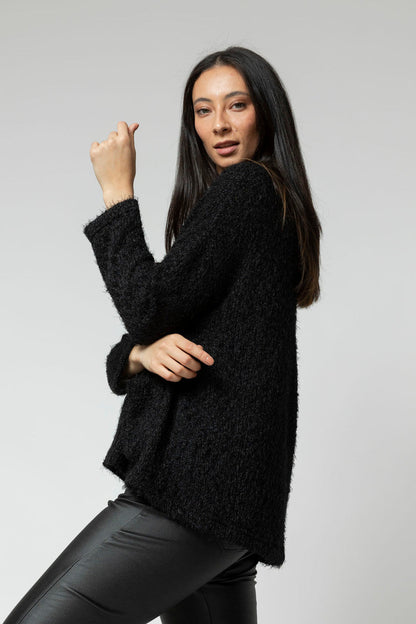 Black Fluffy Pocket Cardi