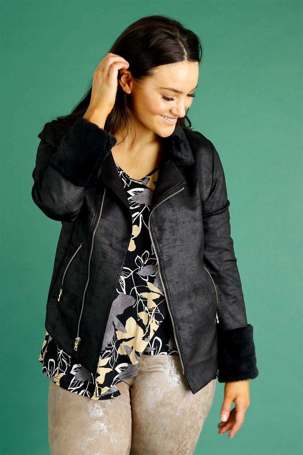 Black Faux Fur Harlem Jacket