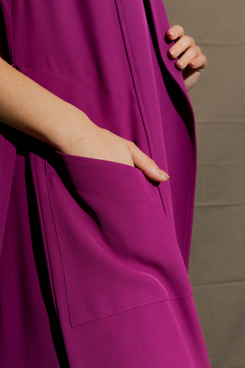 Berry Euro Longline Belted Vest