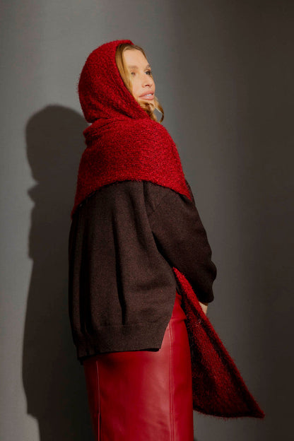 Burgundy Hoodie Scarf Burgundy O/S