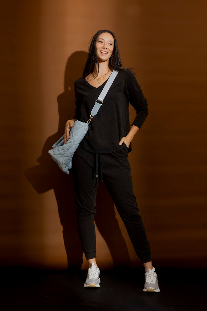Black Washed Long Sleeve Top