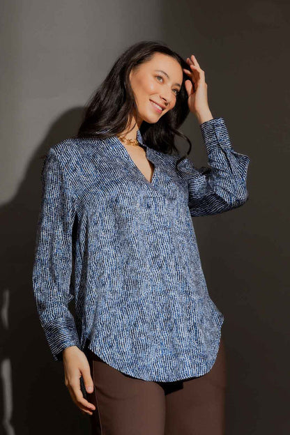 Blue Print Blogger Shirt Blue/Print