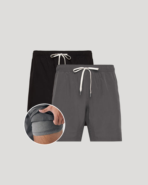 9" Black & Carbon Active Quick Dry Shorts 2-Pack