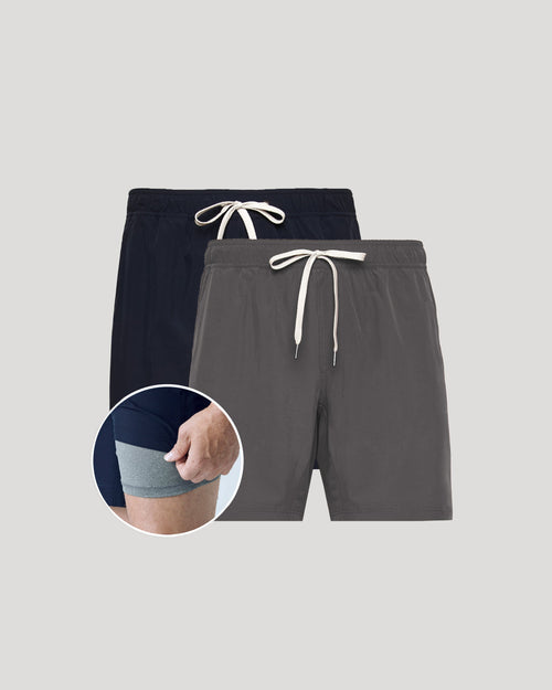 9" Navy & Carbon Active Quick Dry Shorts 2-Pack