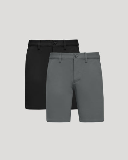 9" Black & Carbon Chino Shorts 2-Pack