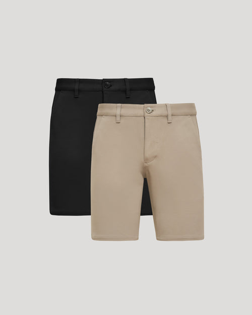 9" Black & Khaki Chino Shorts 2-Pack