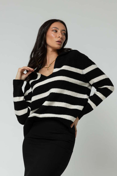 Black Ivory Chunky Stripe Knit