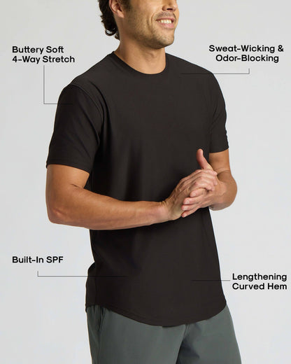 All Black Active Curved Hem Crew 6-Pack