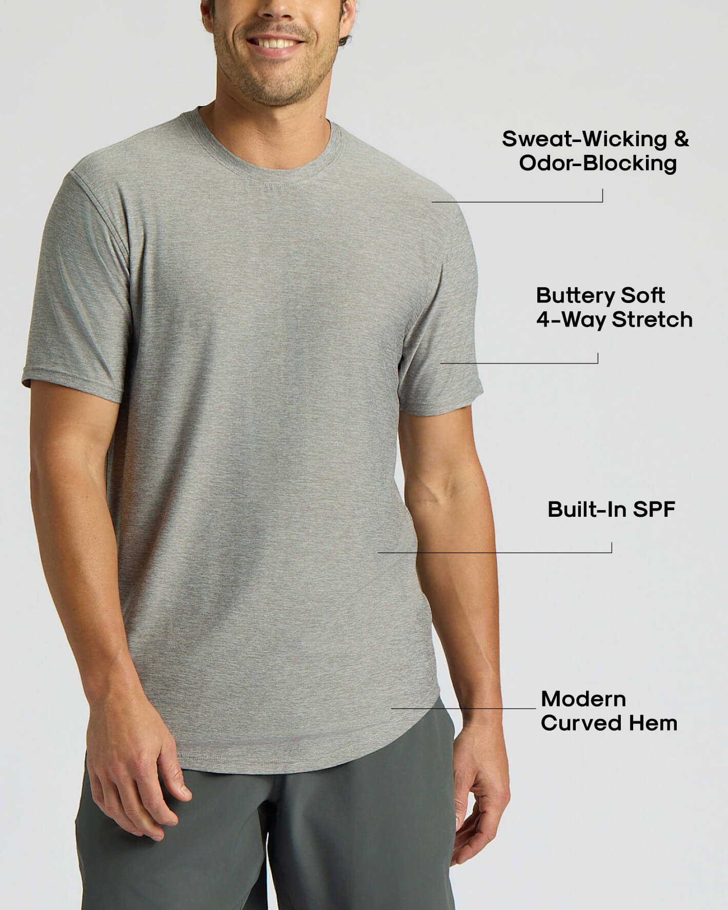 Heather Gray Active Curved Hem Crew