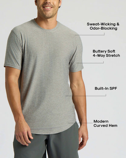 Heather Gray Active Curved Hem Crew