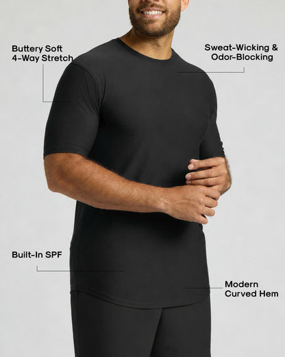 All Black Tall Active Curved Hem Crew 3-Pack