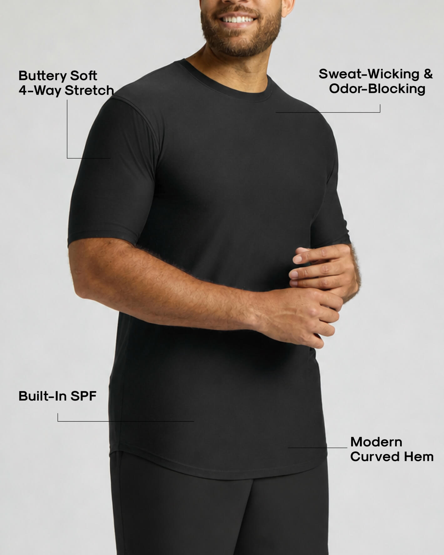 All Black Tall Active Curved Hem Crew 6-Pack