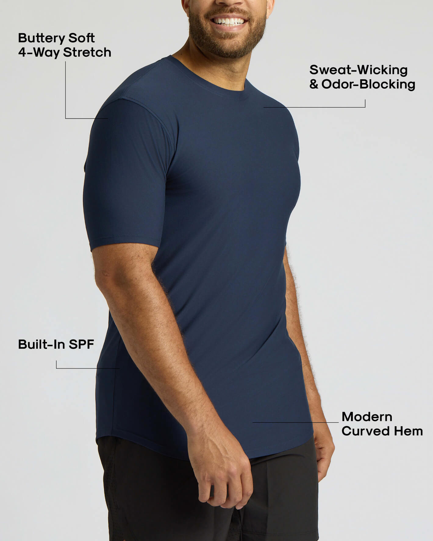 Tall Active Curved Hem Crew 3-Pack