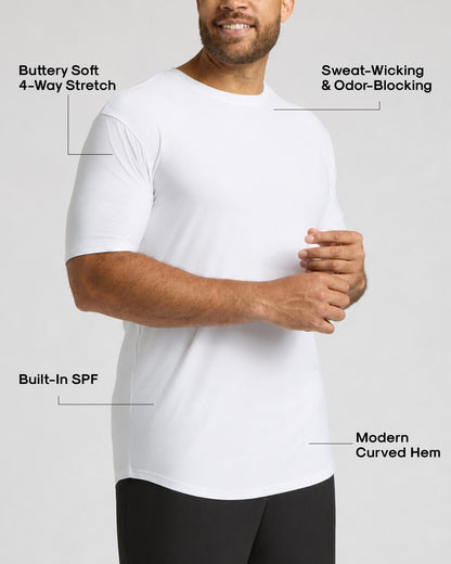 White Tall Active Curved Hem Crew
